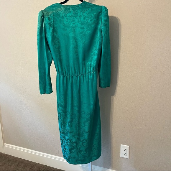 Vintage Teal Long Sleeve Dress - Picture 4 of 5